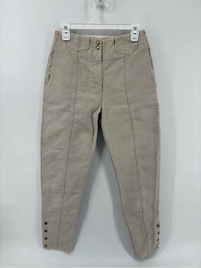 Vintage Moleskins of Australia High-Waist Beige Button-Accent Pants